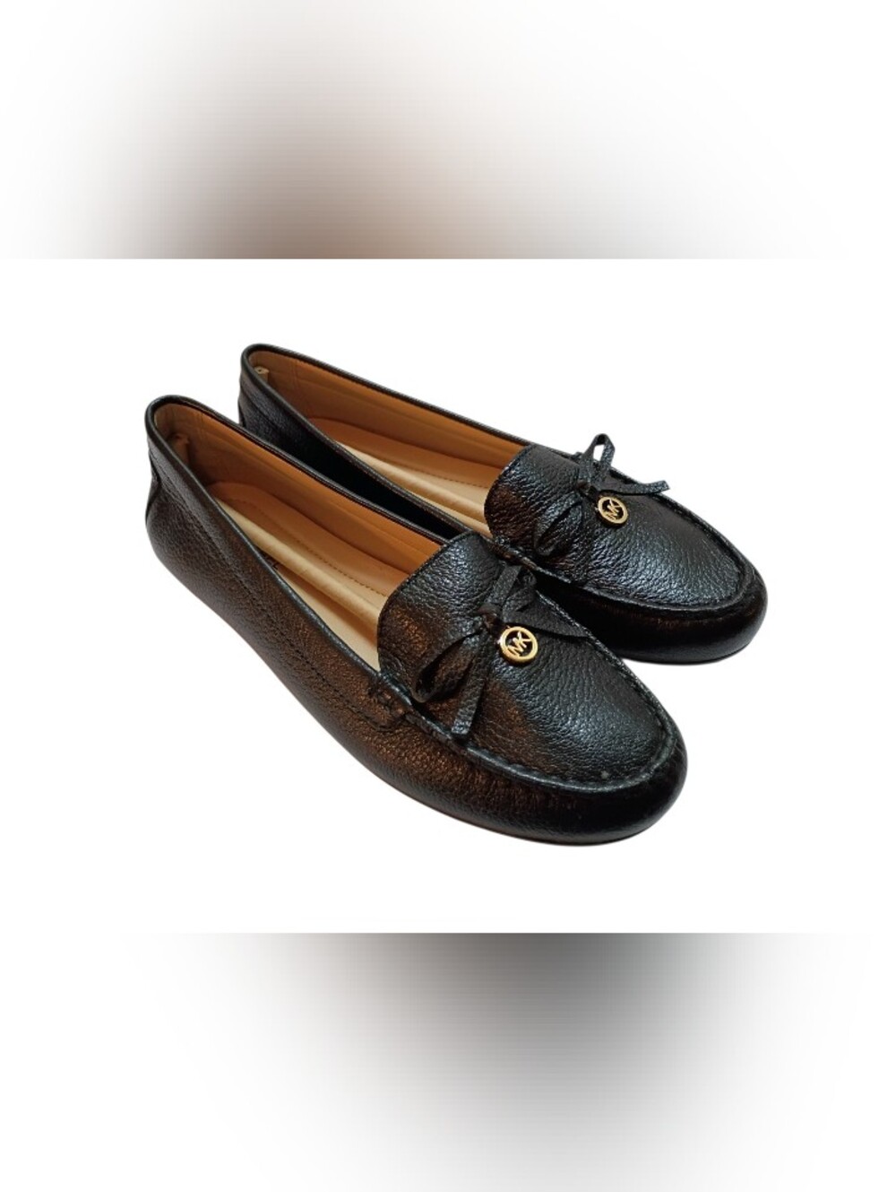 Michael Kors Everett Mocs Loafer Women 5.5M Black Leather Gold SlipOn w/Box NWOT - Picture 7 of 7